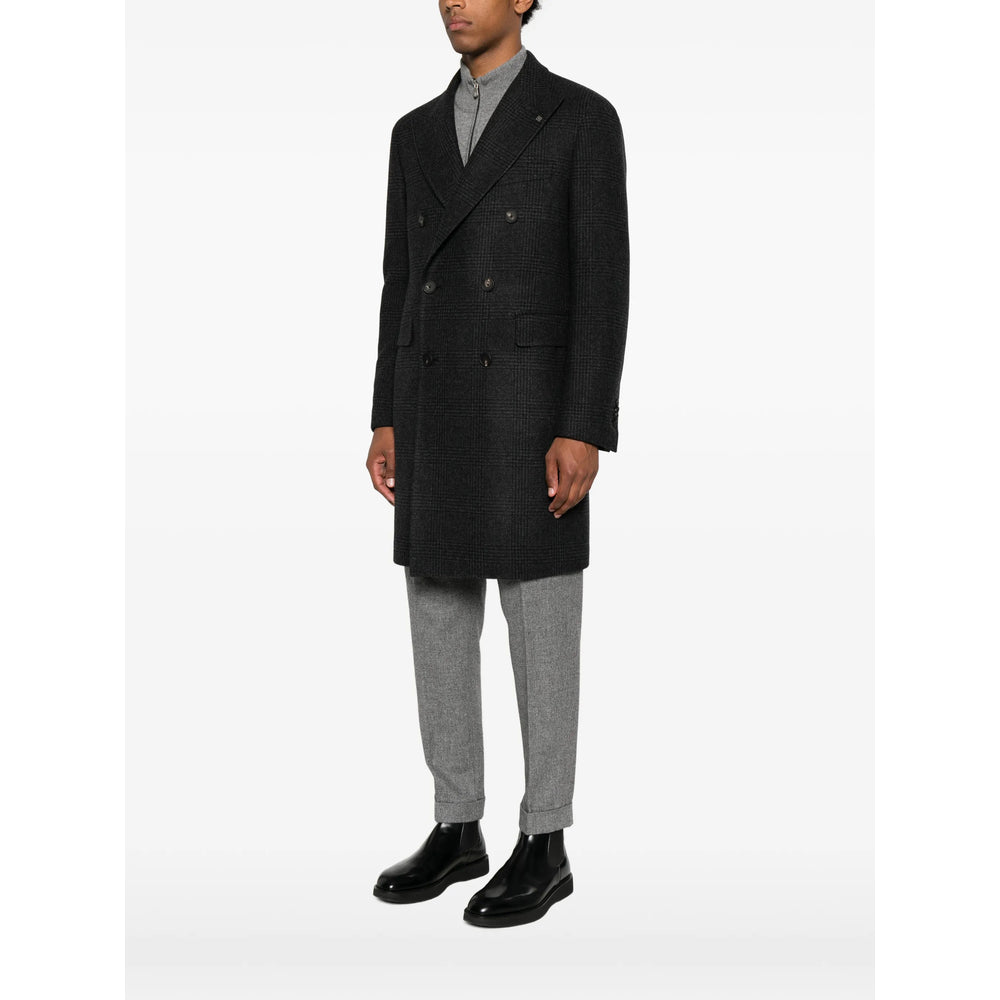 Tagliatore Tagliatore Grey Coats - Double Breasted Coats Men