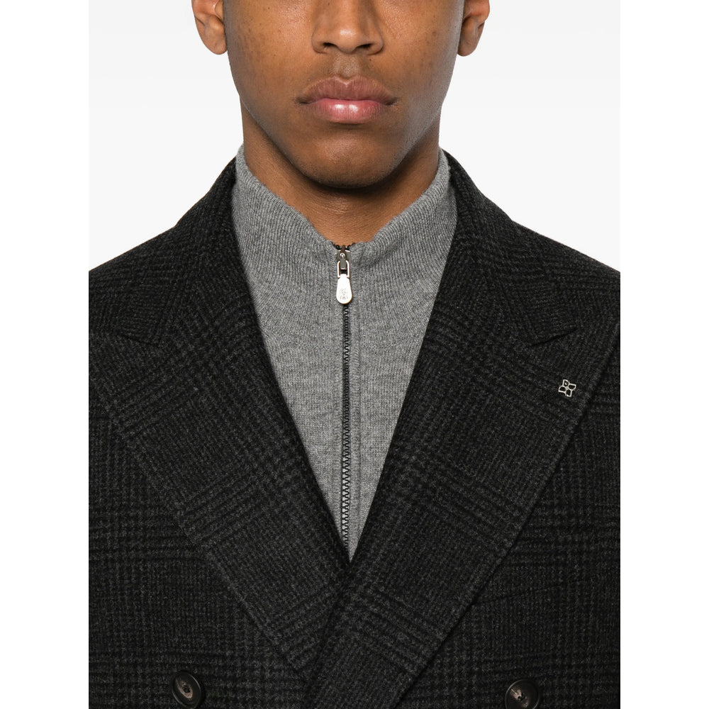 Tagliatore Tagliatore Grey Coats - Double Breasted Coats Men