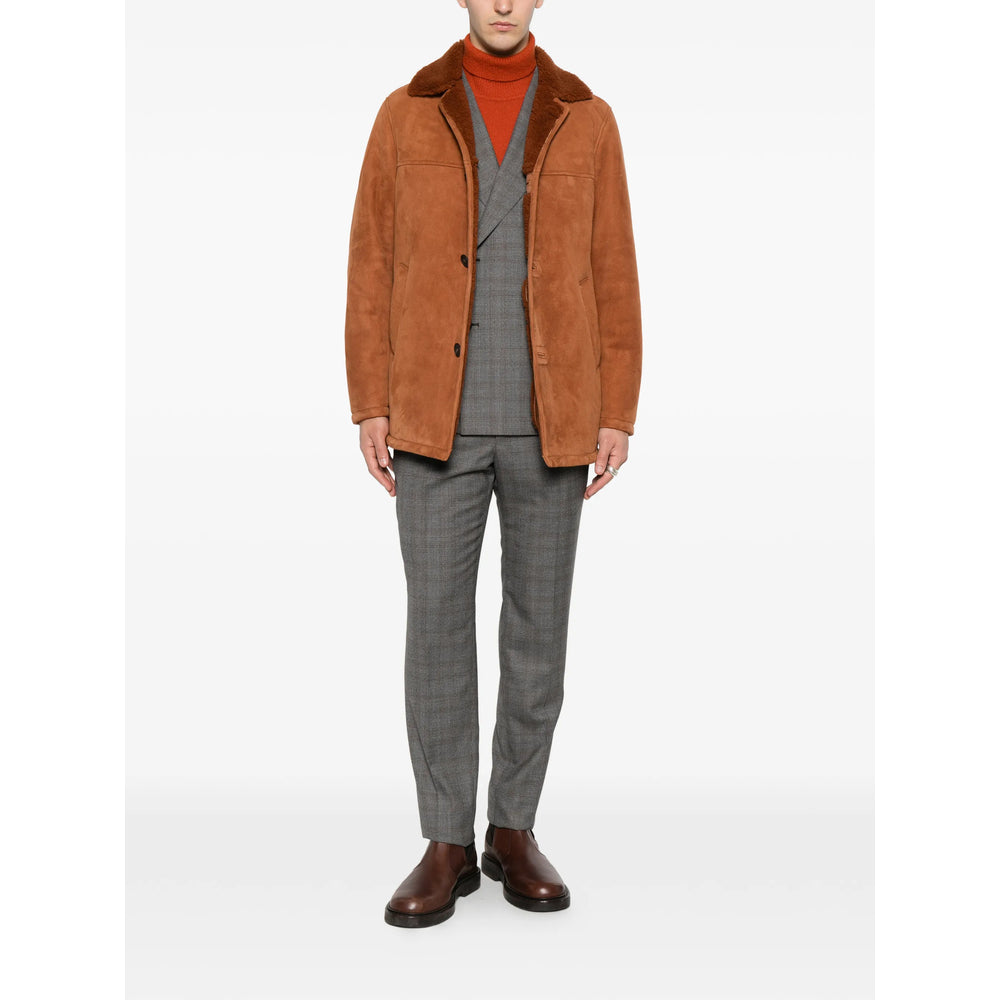 Tagliatore Tagliatore Brown Coats - Leather Coats Men