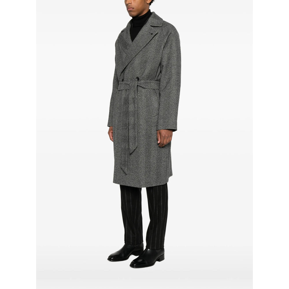 Tagliatore Grey Coats - Double Breasted Coats Men