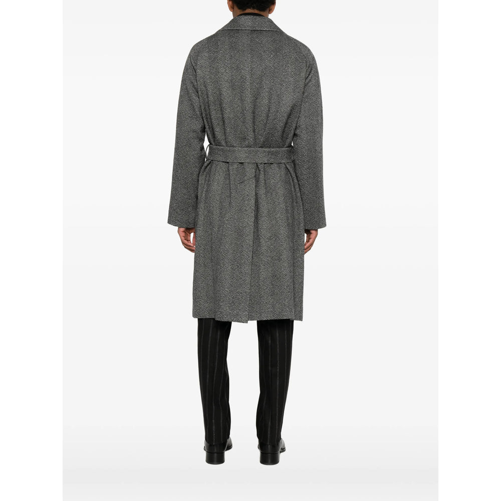 Tagliatore Grey Coats - Double Breasted Coats Men
