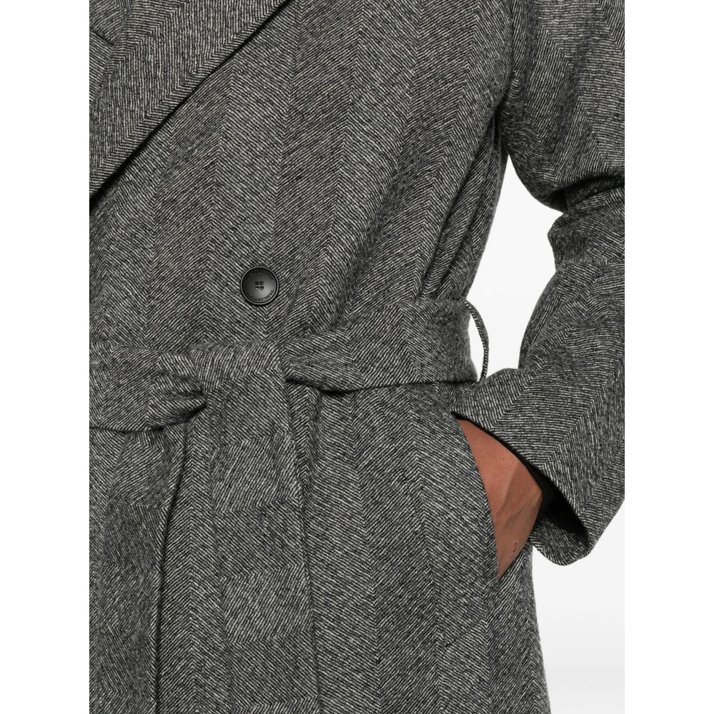 Tagliatore Grey Coats - Double Breasted Coats Men