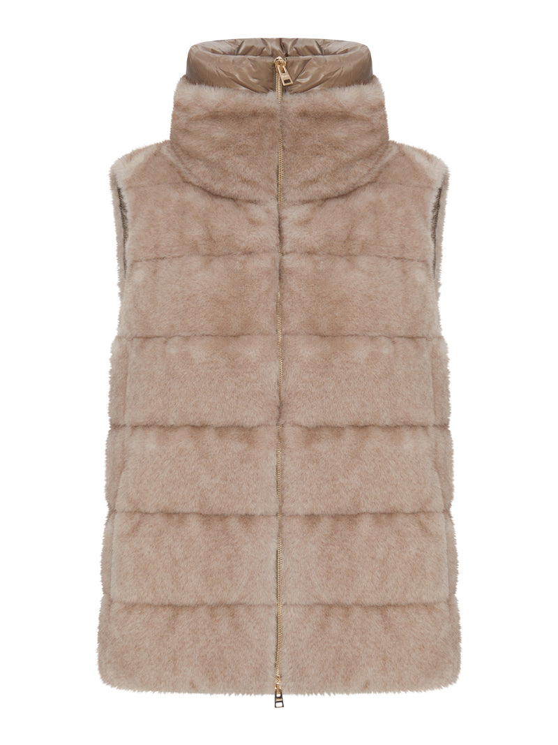 Herno Women Eco-Fur Sleeveless Jacket With Zip