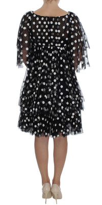 Dolce & Gabbana Black White Polka Dotted Ruffled Women's Dress