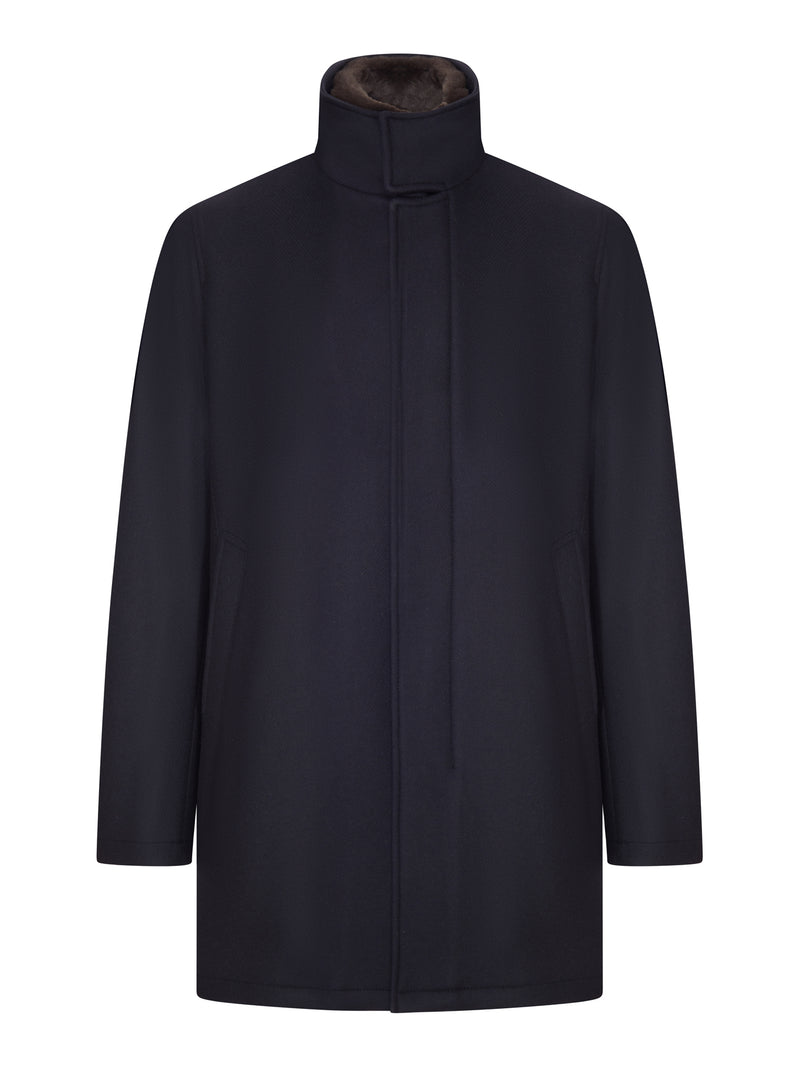 Herno Men Coat With High Collar And Contrasting Interior