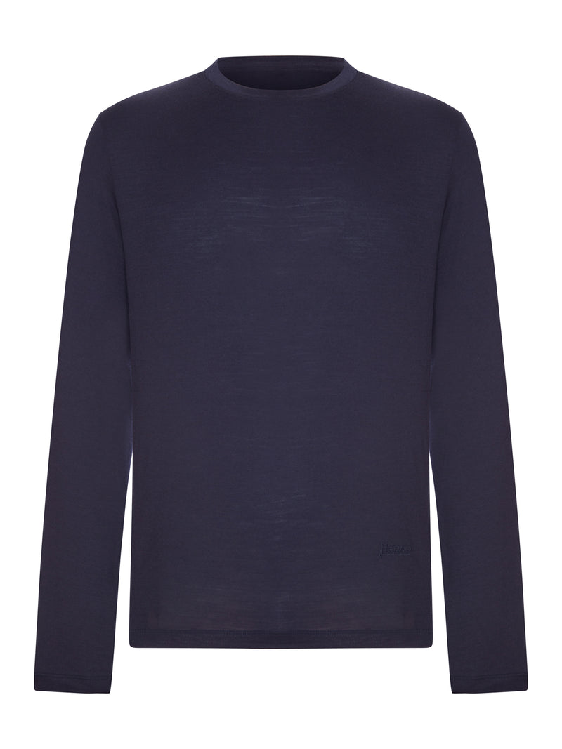 Herno Men Crew Neck Long Sleeved Sweater With Tone-On-Tone Logo