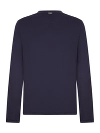 Herno Men Crew Neck Long Sleeved Sweater With Tone-On-Tone Logo