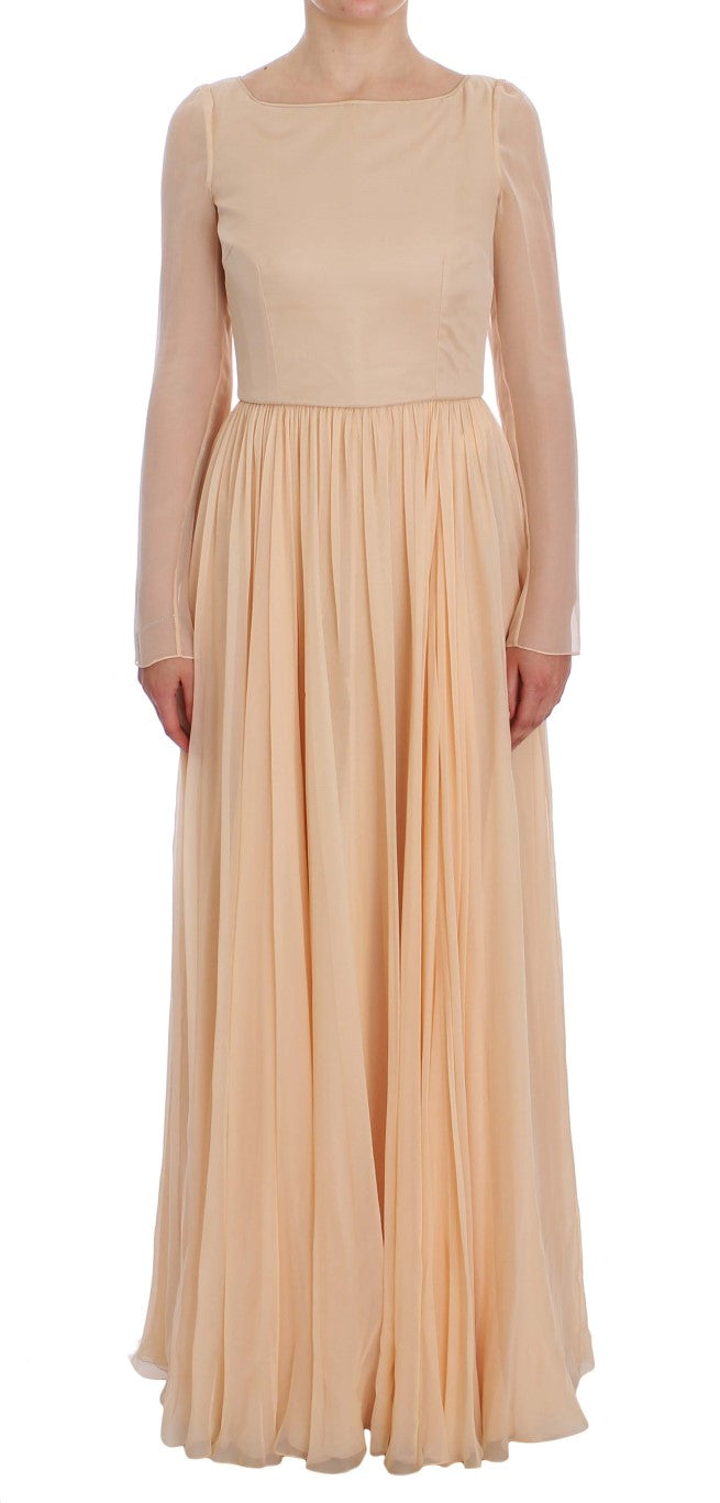 Dolce & Gabbana Beige Silk Ball Gown Full Length Women's Dress