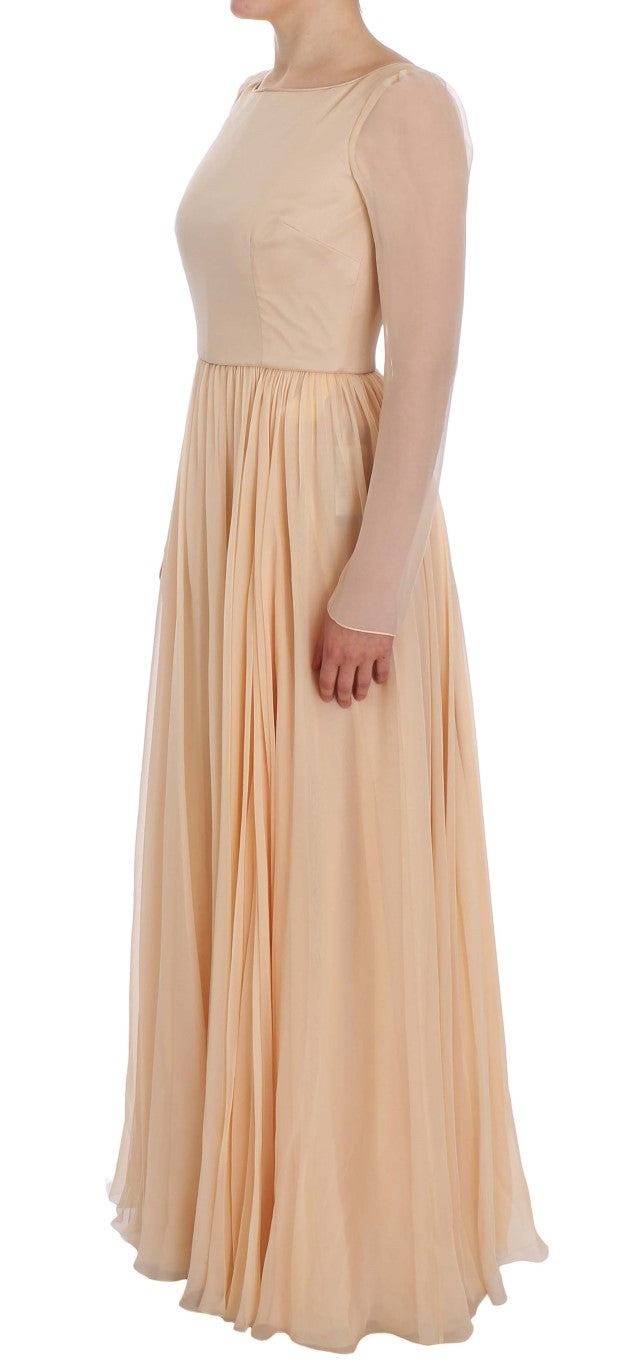 Dolce & Gabbana Beige Silk Ball Gown Full Length Women's Dress