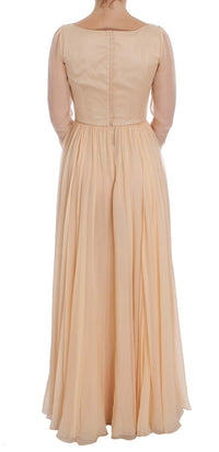 Dolce & Gabbana Beige Silk Ball Gown Full Length Women's Dress