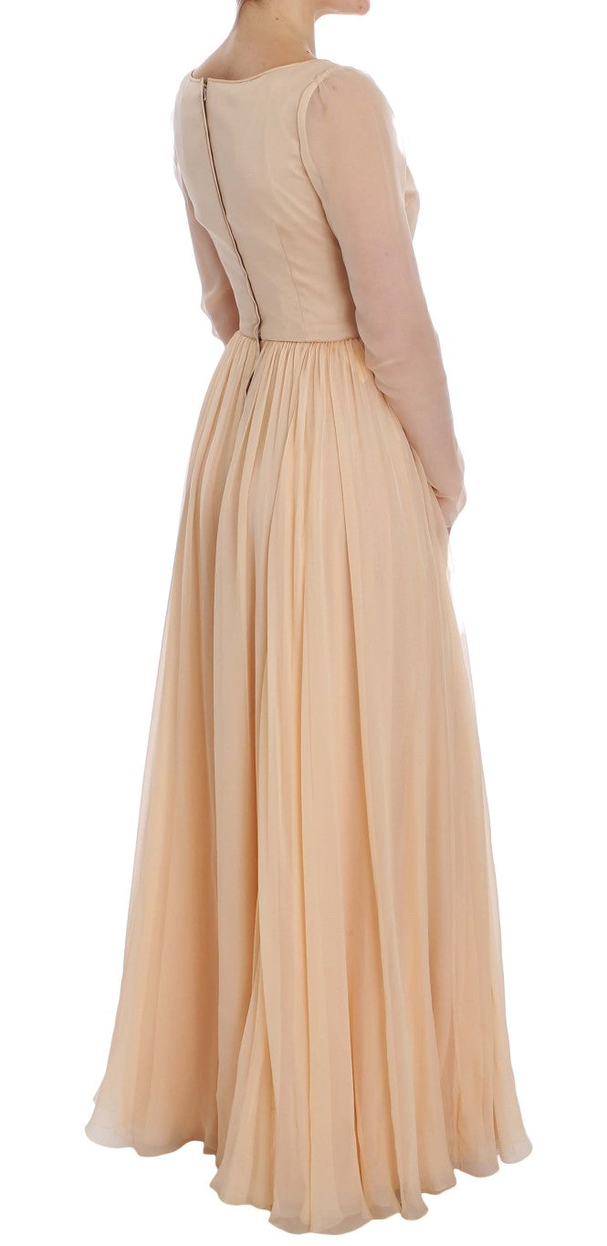 Dolce & Gabbana Beige Silk Ball Gown Full Length Women's Dress