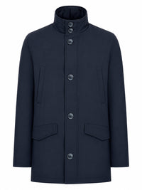 Herno Men Technical Fabric Coat With High Collar And Buttons