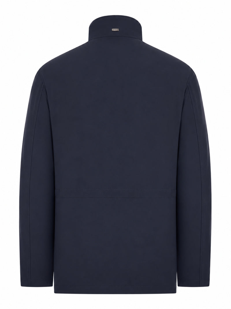 Herno Men Technical Fabric Coat With High Collar And Buttons