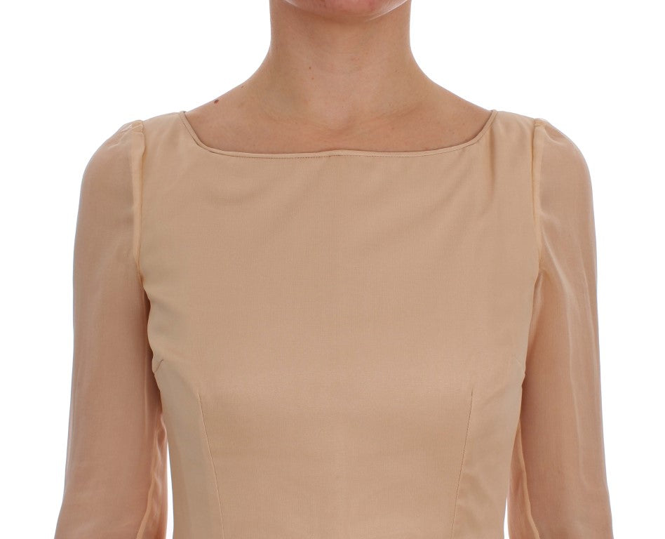 Dolce & Gabbana Beige Silk Ball Gown Full Length Women's Dress