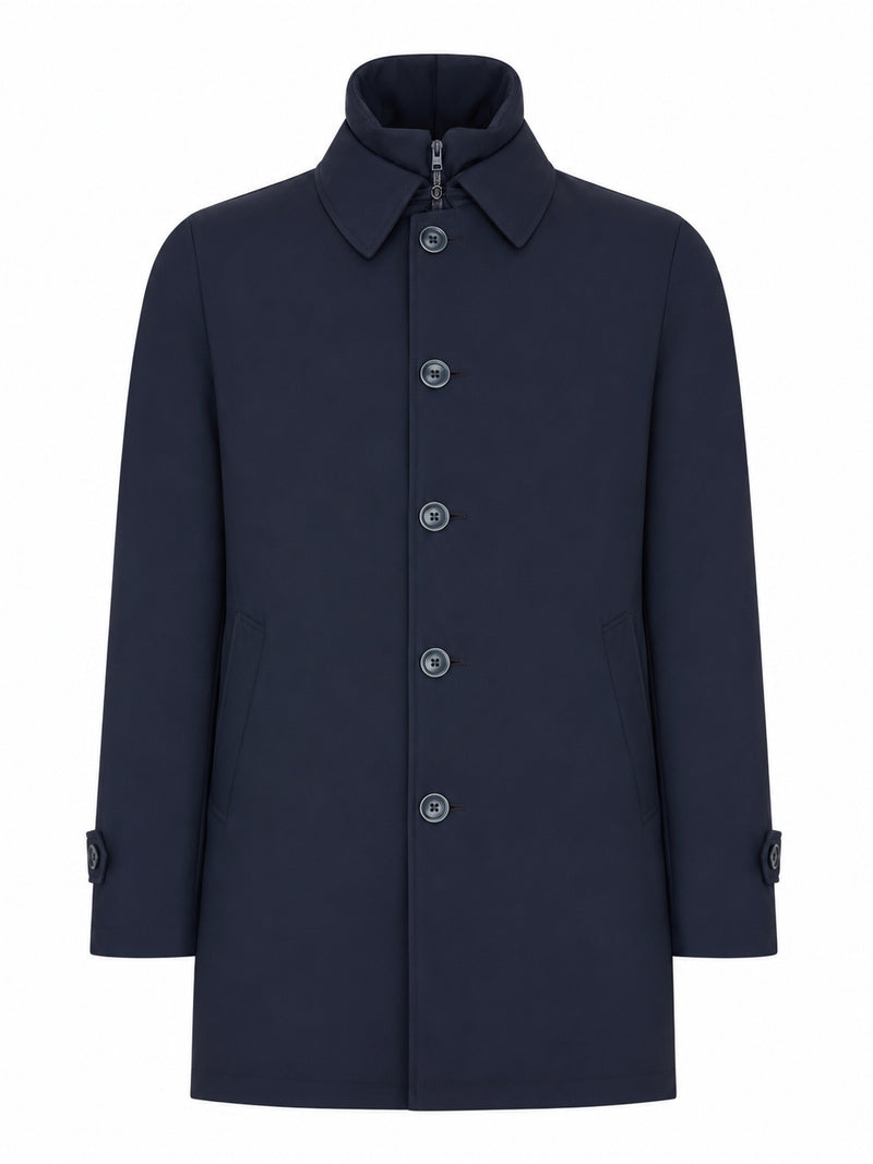 Herno Herno Men Waterproof Technical Fabric Coat With Buttons And A High Collar