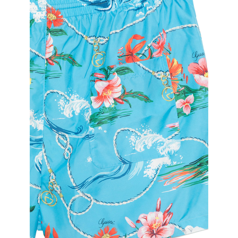 Gucci Gucci Blue Beachwear - Swim Shorts Men