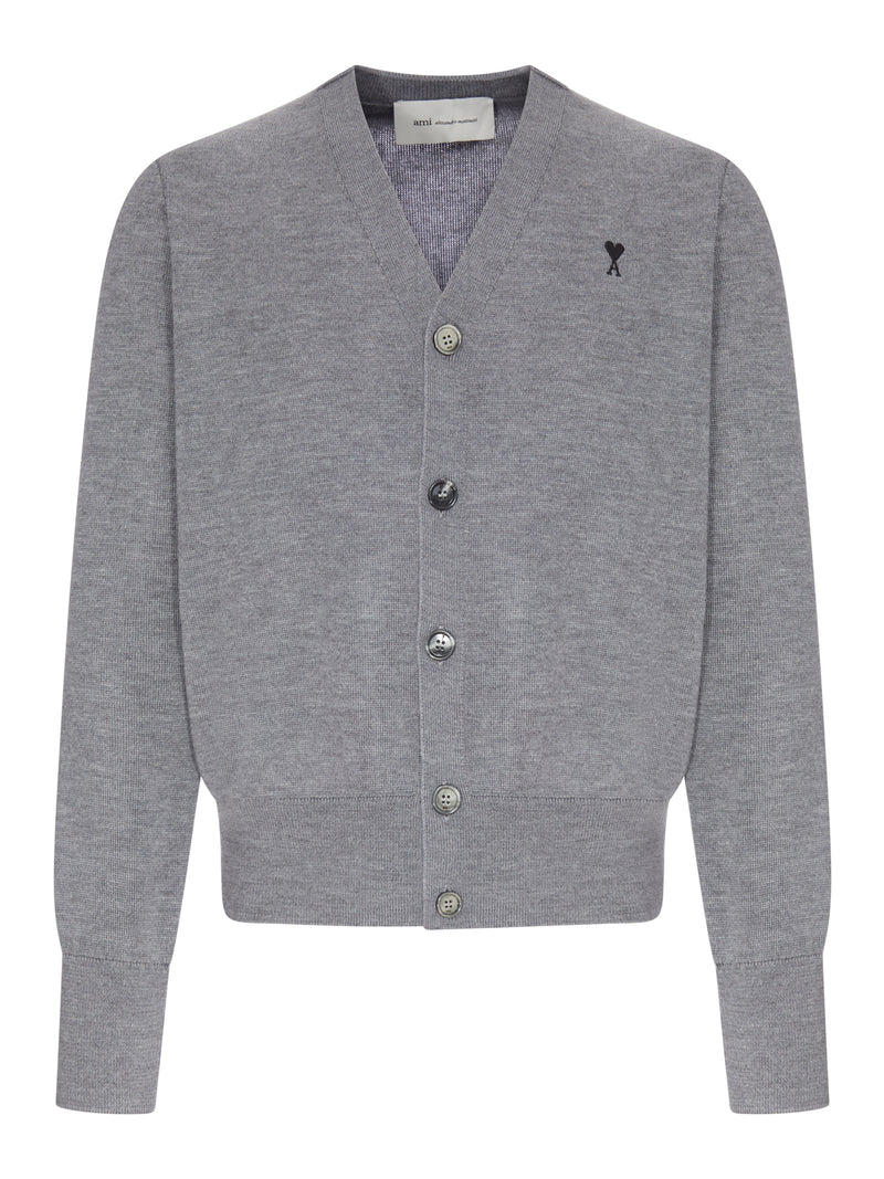 Ami Paris Ami Paris Men V-Neck Knit Cardigan With Embroidered Logo