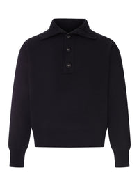Ami Paris Men Wool Sweater With Polo Collar