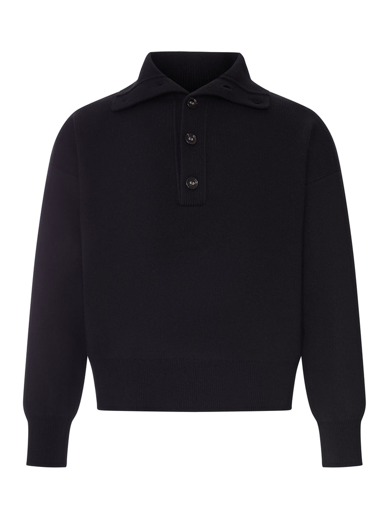 Ami Paris Men Wool Sweater With Polo Collar