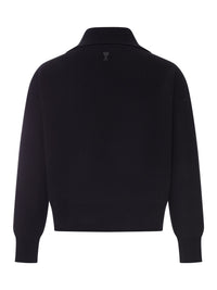 Ami Paris Men Wool Sweater With Polo Collar