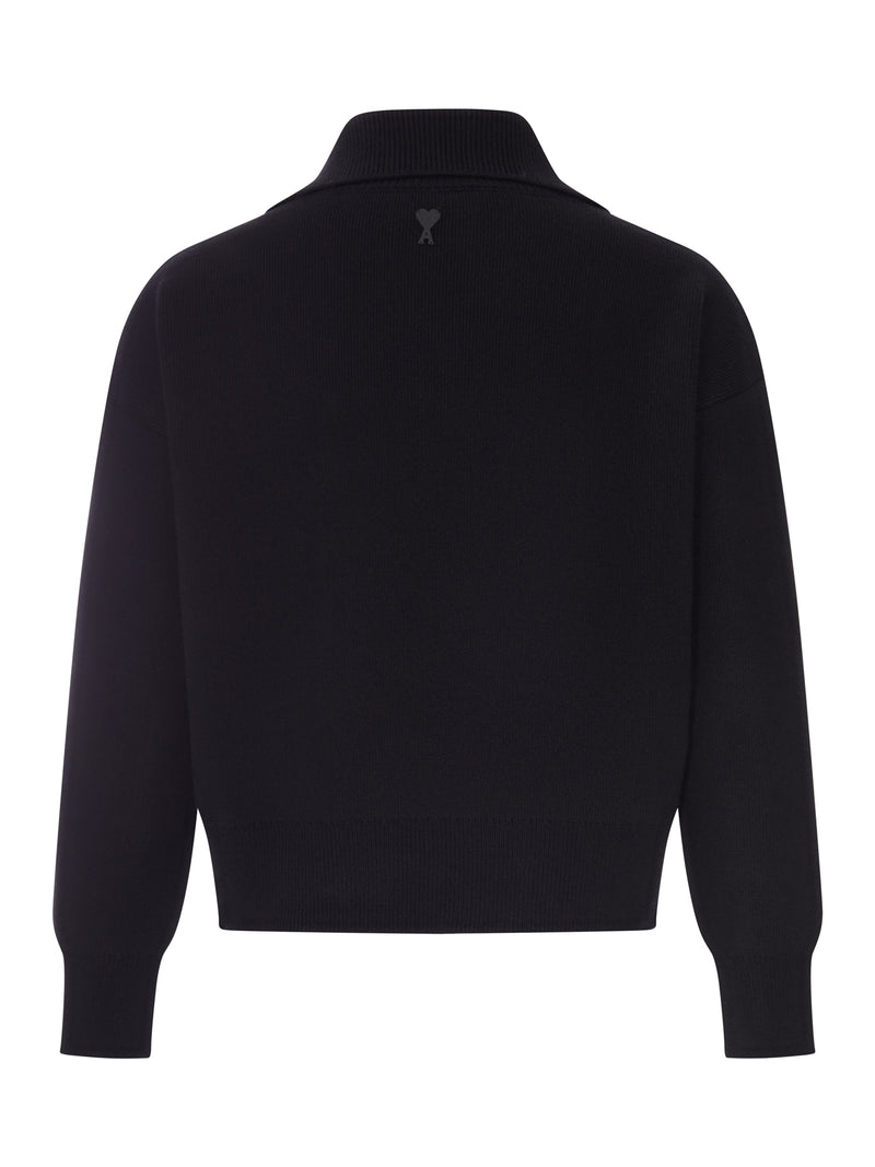 Ami Paris Men Wool Sweater With Polo Collar