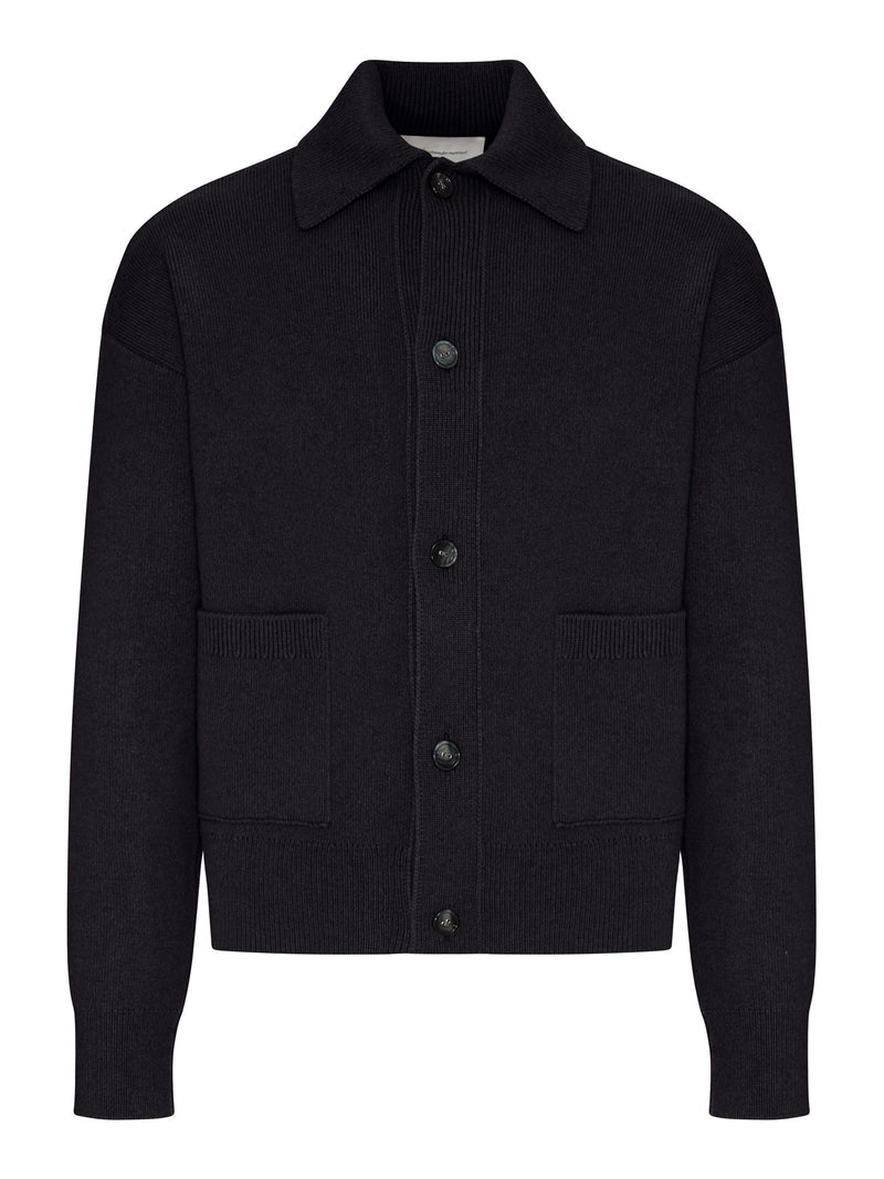 Ami Paris Ami Paris Men Wool Cardigan With Shirt Collar