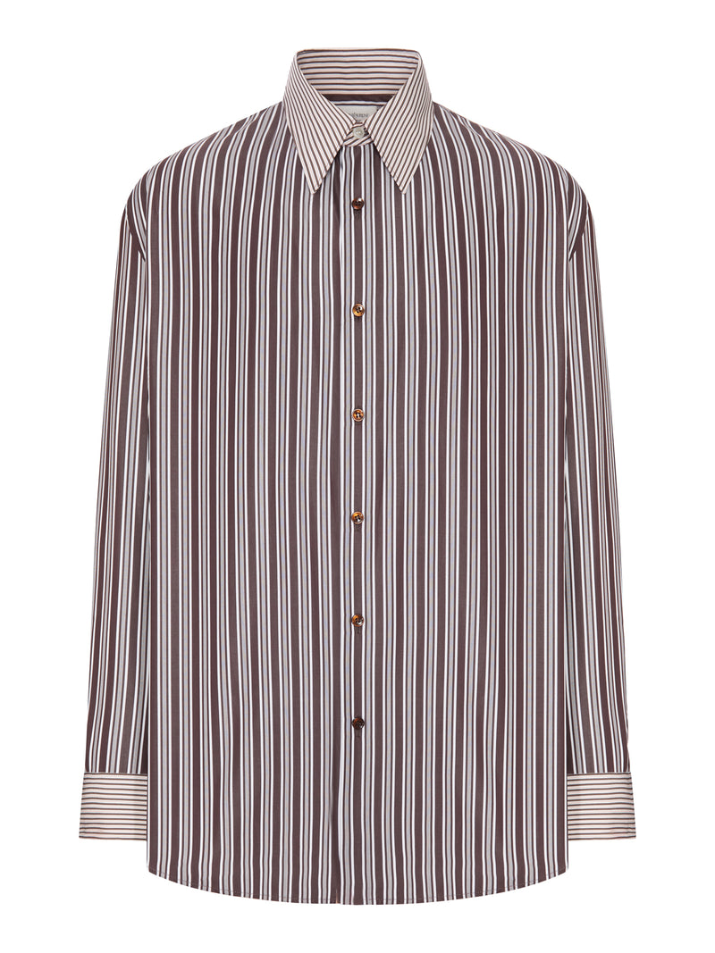 Saint Laurent Saint Laurent Men Winchester Striped Cotton Poplin Shirt