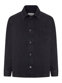 Saint Laurent Saint Laurent Men Overshirt Cassandre In Denim Black Sand