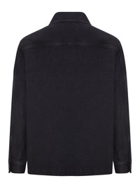 Saint Laurent Saint Laurent Men Overshirt Cassandre In Denim Black Sand