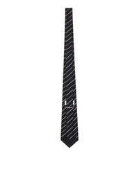 Saint Laurent Saint Laurent Men Wide Striped Silk Jacquard Tie