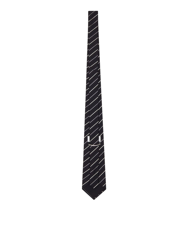 Saint Laurent Saint Laurent Men Wide Striped Silk Jacquard Tie