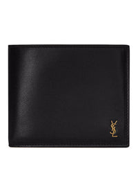 Saint Laurent Men Small Tiny Cassandre East/West Wallet In Glossy Leather
