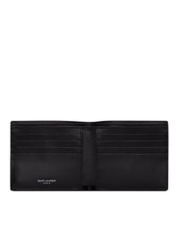 Saint Laurent Men Small Tiny Cassandre East/West Wallet In Glossy Leather