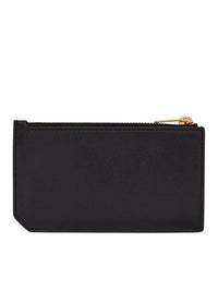 Saint Laurent Saint Laurent Men Fragments Tiny Cassandre Zipped Card Holder In Glossy Leather