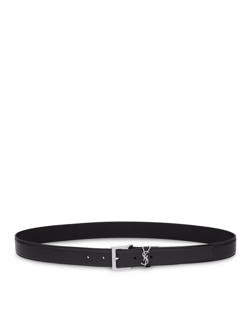 Saint Laurent Saint Laurent Men Cassandre Vadim Smooth Leather Belt