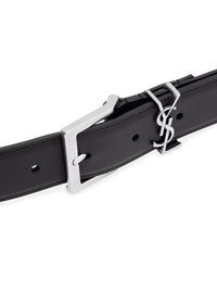 Saint Laurent Saint Laurent Men Cassandre Vadim Smooth Leather Belt