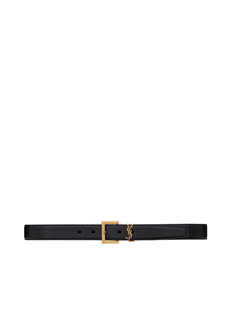 Saint Laurent Saint Laurent Men Monogram Belt With Square Buckle In Smooth Leather