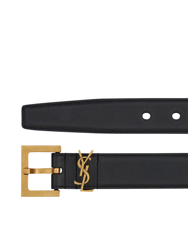 Saint Laurent Saint Laurent Men Monogram Belt With Square Buckle In Smooth Leather