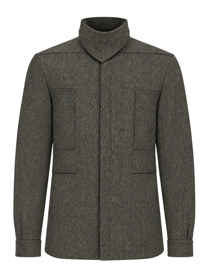 Rick Owens Men High-Neck Overshirt With A Soft Enveloping Feel