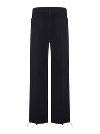 Rick Owens Men Wide Leg Jeans In Cerat Denim With Frayed Hem