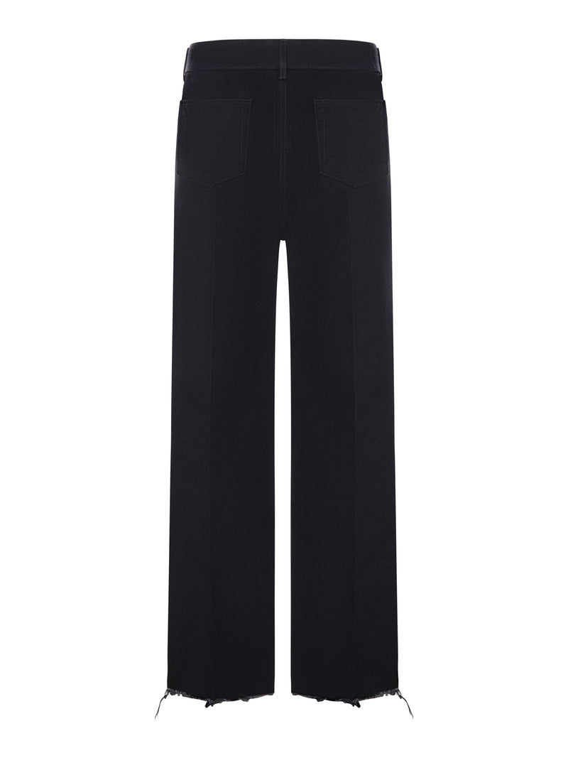 Rick Owens Men Wide Leg Jeans In Cerat Denim With Frayed Hem