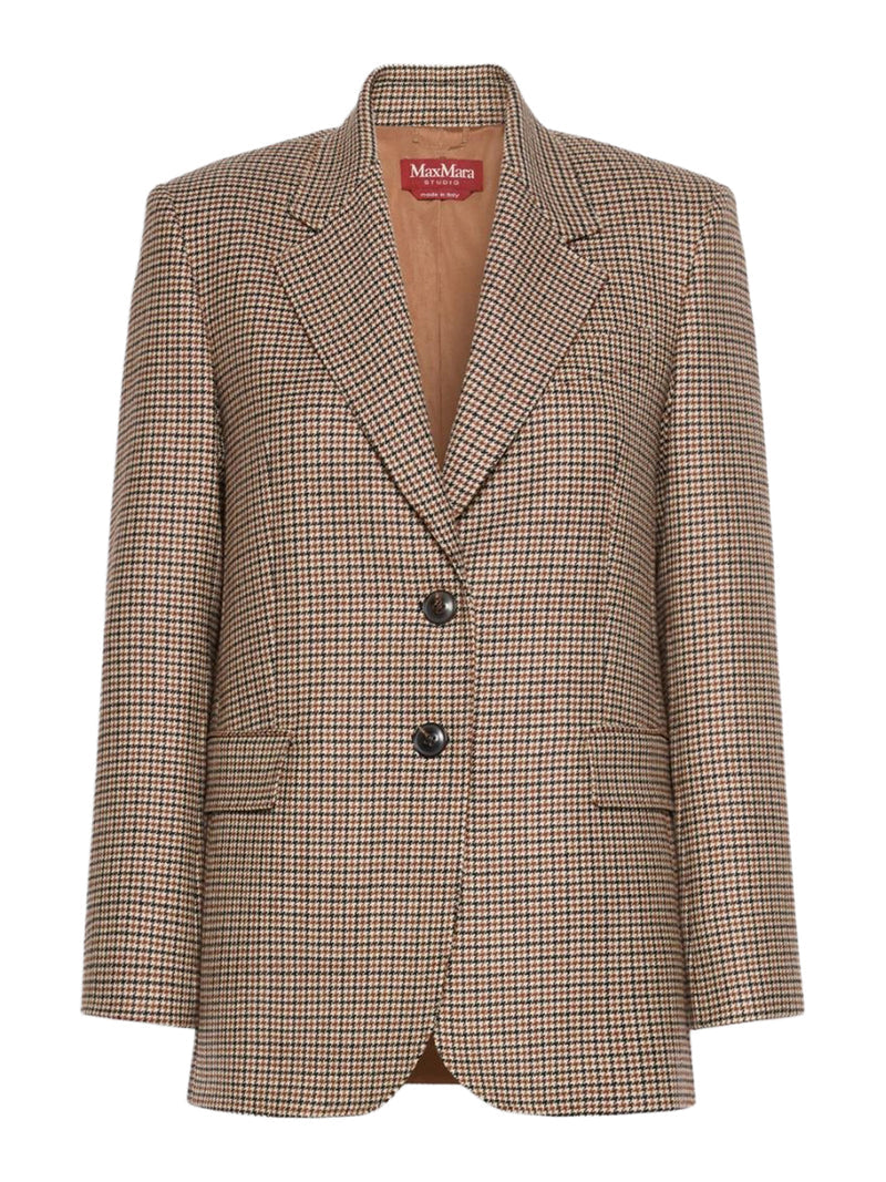 Max Mara Studio Max Mara Studio Women Single-Breasted Yarn-Dyed Wool Blazer