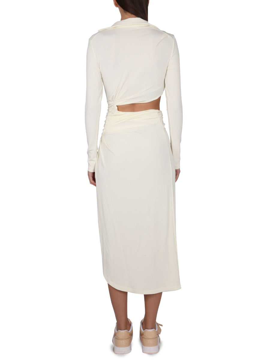 Off-White Women Dress With Ruffles