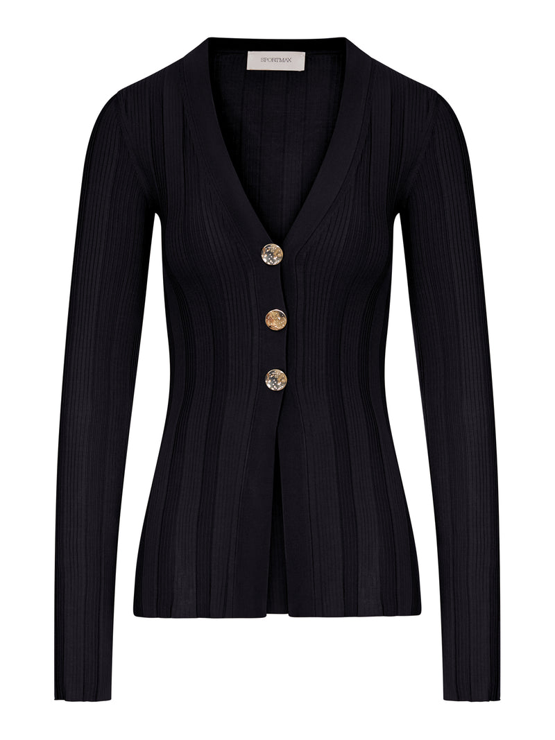 Sportmax Women Slim Ribbed Viscose Cardigan