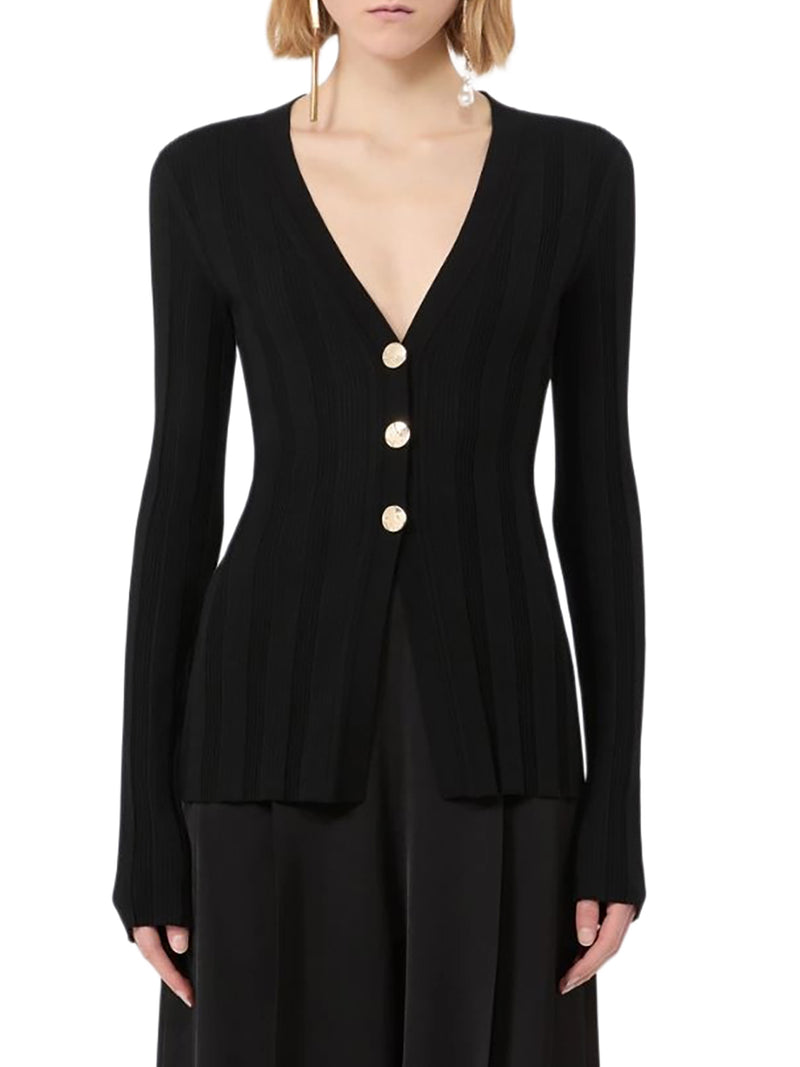 Sportmax Women Slim Ribbed Viscose Cardigan
