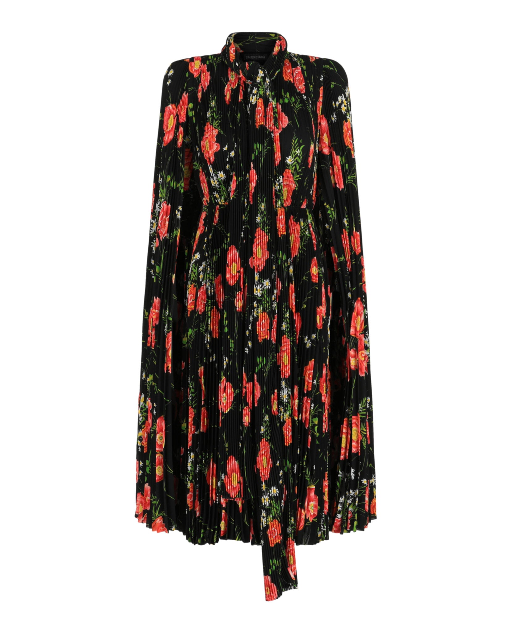 Balenciaga Balenciaga Womens Pleated Floral Midi Dress