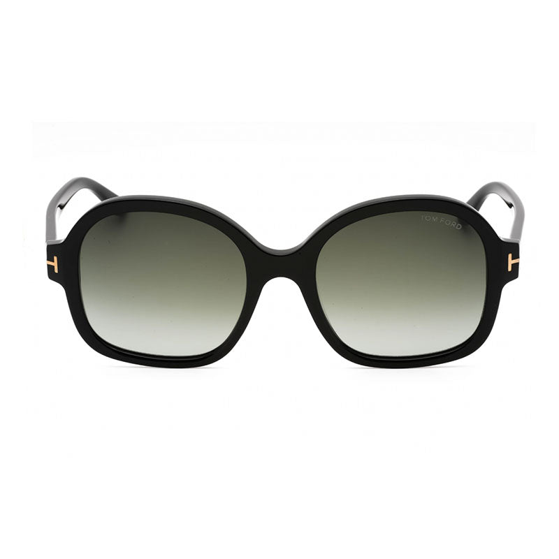 Tom Ford Sunglasses Oval Full Rim, Shiny Black Frame and Smoke Gradient Lens FT103401B