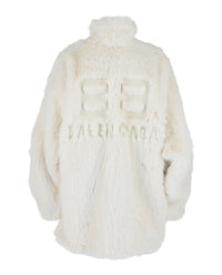 Balenciaga Balenciaga Womens BB Logo Faux Fur Jacket