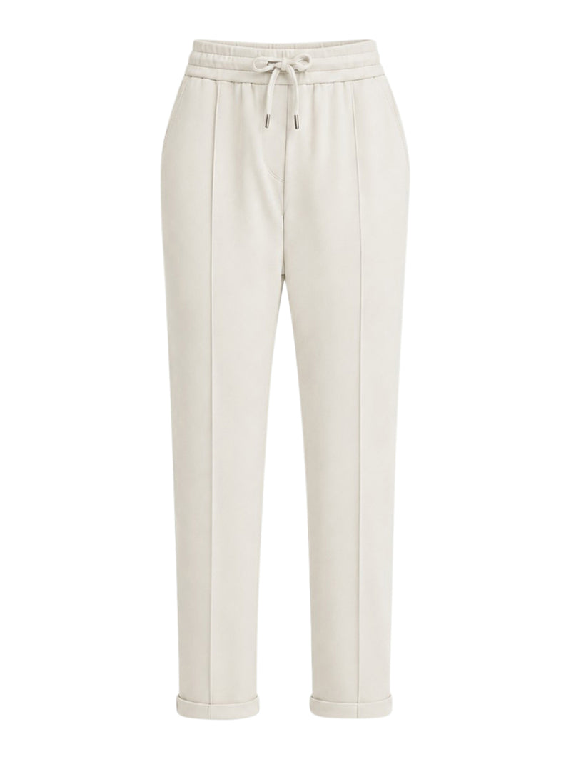 Brunello Cucinelli Women Lightweight Stretch Cotton Fleece Track Pants With Embellishment