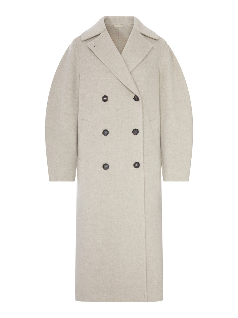 Brunello Cucinelli Women Long Double-Breasted Wool And Cashmere Coat